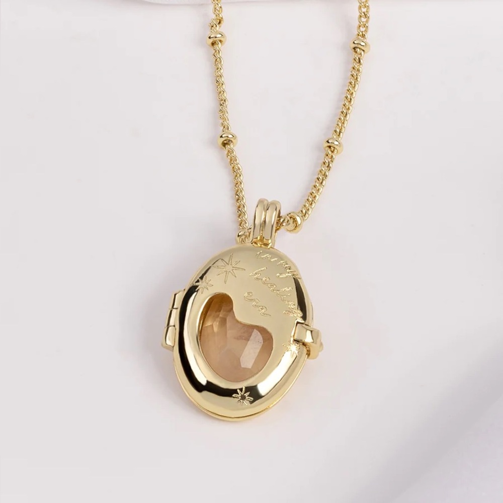 Wanderlust + co healing rose quartz gold locket necklace *blogger*